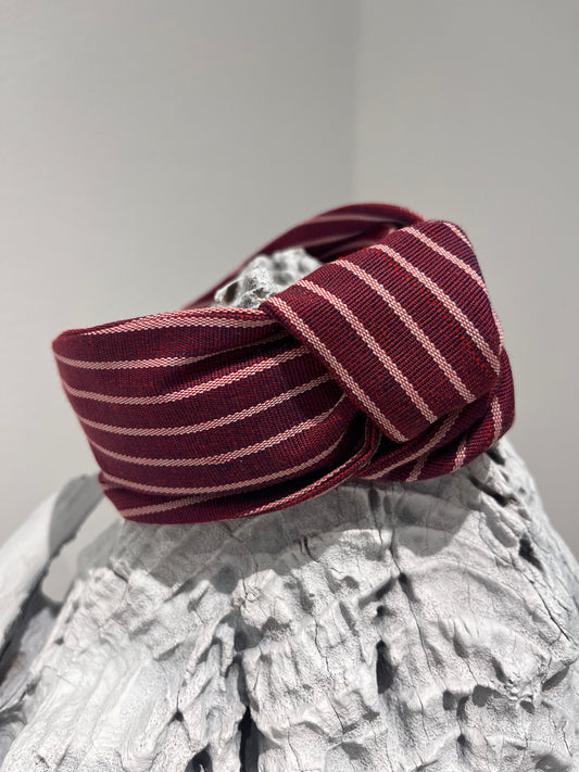 Burgundy Striped Hard Headband