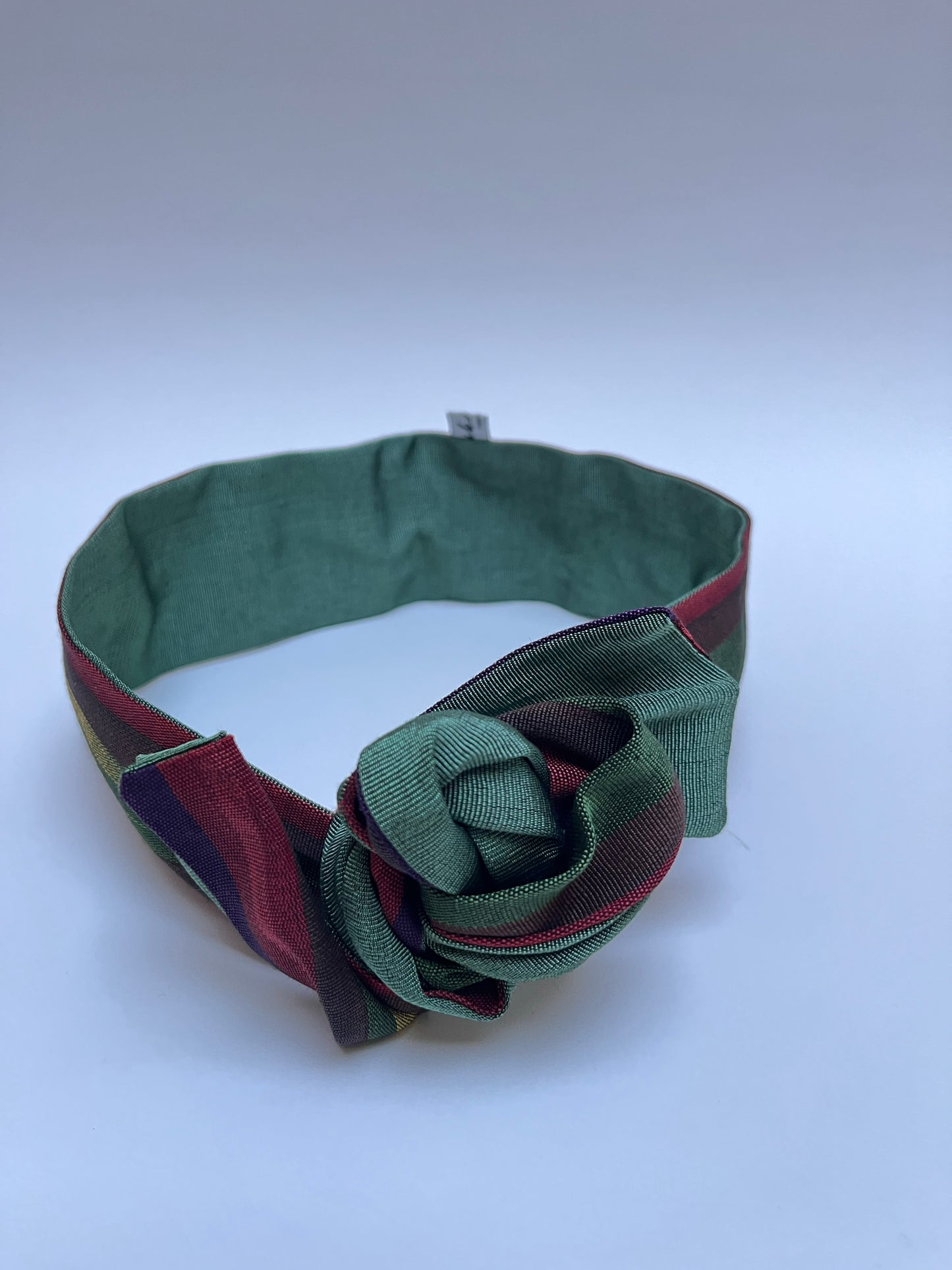 Striped Multicolor Green Wired Headband