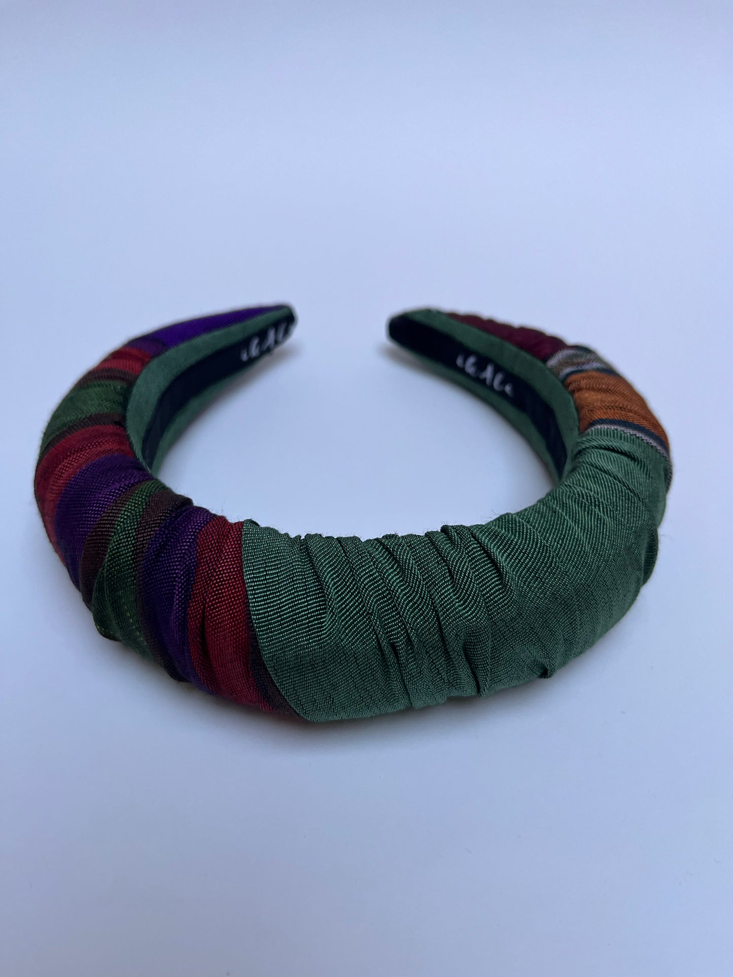 Silk and Cotton Green Patchwork Hard Headband