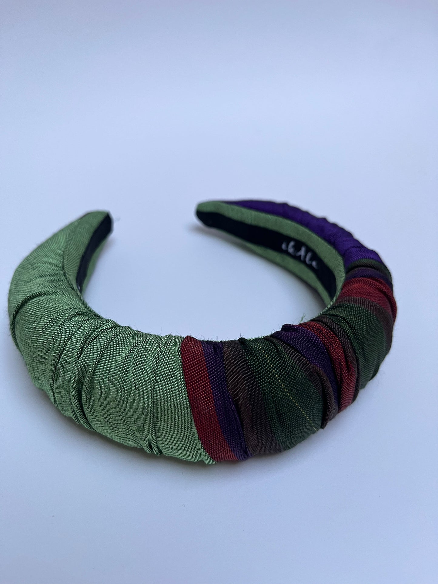Silk and Cotton Green Patchwork Hard Headband